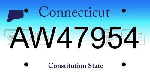 AW47954 Connecticut License Plate