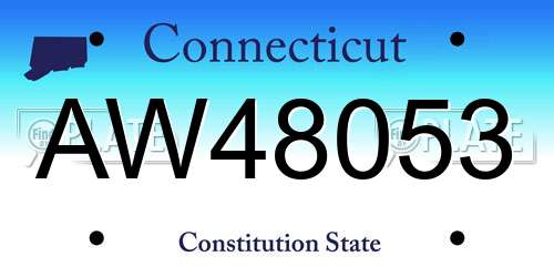 AW48053 Connecticut License Plate
