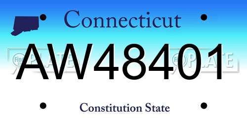 AW48401 Connecticut License Plate