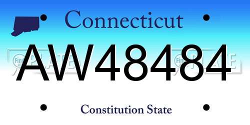 AW48484 Connecticut License Plate