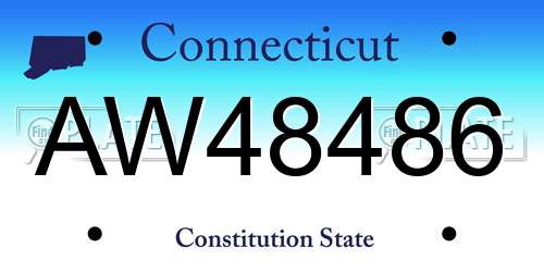 AW48486 Connecticut License Plate