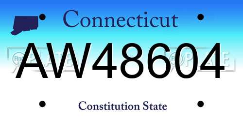 AW48604 Connecticut License Plate