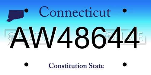 AW48644 Connecticut License Plate