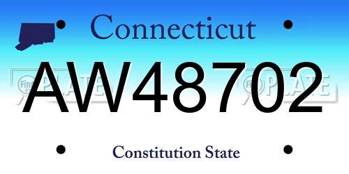 AW48702 Connecticut License Plate