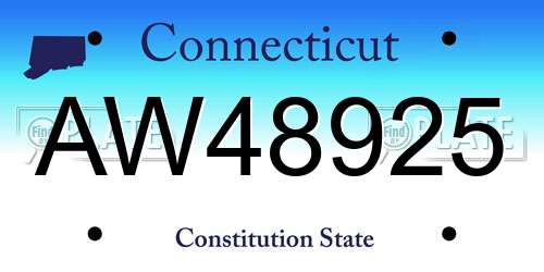 AW48925 Connecticut License Plate