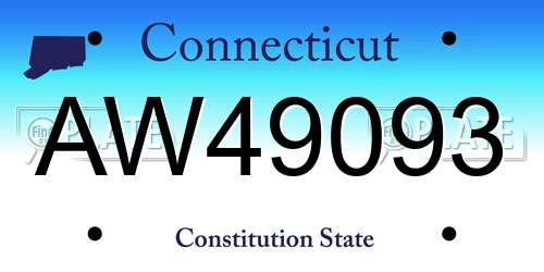 AW49093 Connecticut License Plate