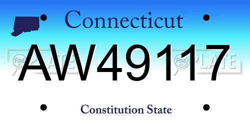 AW49117 Connecticut License Plate