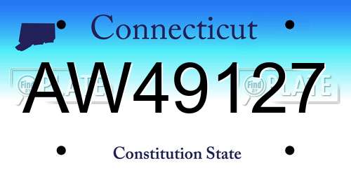 AW49127 Connecticut License Plate