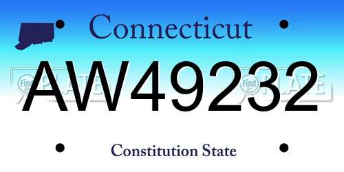 AW49232 Connecticut License Plate