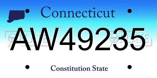AW49235 Connecticut License Plate