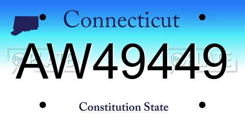 AW49449 Connecticut License Plate