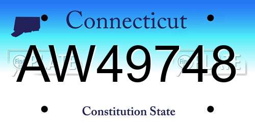 AW49748 Connecticut License Plate