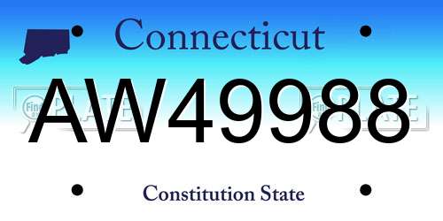 AW49988 Connecticut License Plate