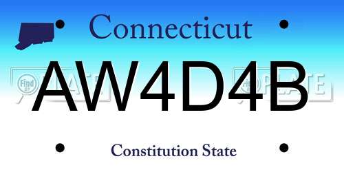 AW4D4B Connecticut License Plate