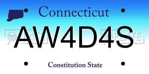 AW4D4S Connecticut License Plate