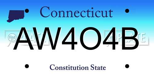 AW4O4B Connecticut License Plate