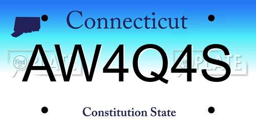 AW4Q4S Connecticut License Plate