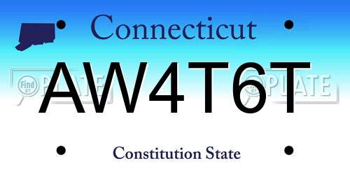 AW4T6T Connecticut License Plate