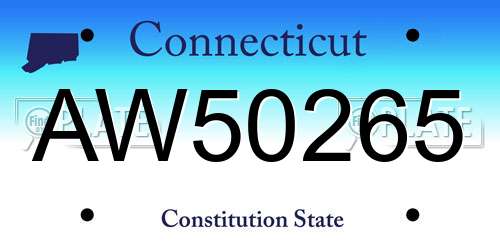 AW50265 Connecticut License Plate