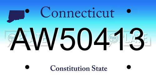 AW50413 Connecticut License Plate