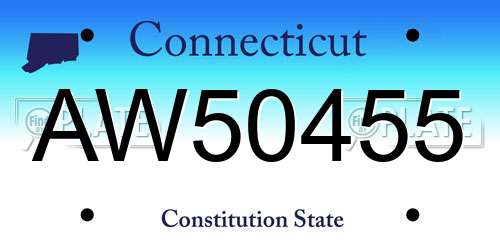 AW50455 Connecticut License Plate