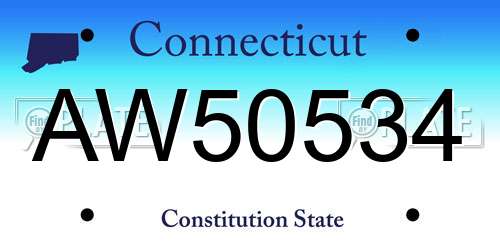 AW50534 Connecticut License Plate