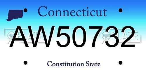 AW50732 Connecticut License Plate