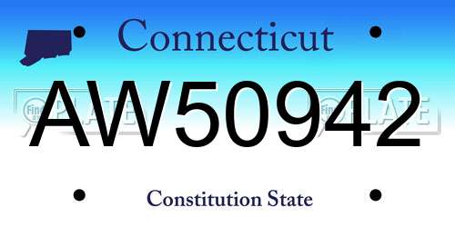 AW50942 Connecticut License Plate