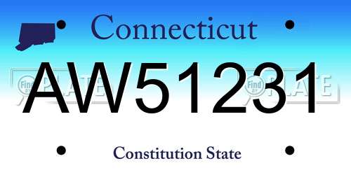 AW51231 Connecticut License Plate