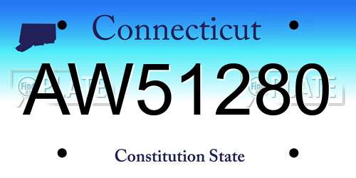 AW51280 Connecticut License Plate