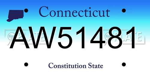 AW51481 Connecticut License Plate