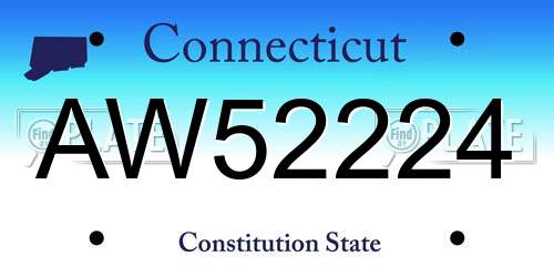 AW52224 Connecticut License Plate