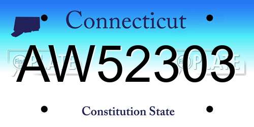 AW52303 Connecticut License Plate