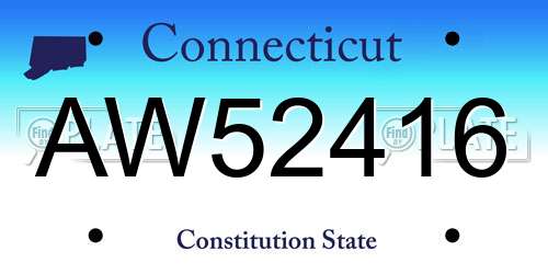 AW52416 Connecticut License Plate