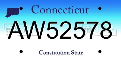 AW52578 Connecticut License Plate