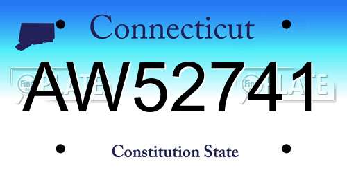 AW52741 Connecticut License Plate