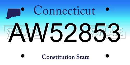 AW52853 Connecticut License Plate