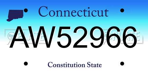 AW52966 Connecticut License Plate