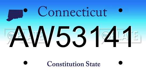 AW53141 Connecticut License Plate