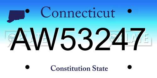 AW53247 Connecticut License Plate