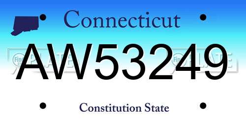 AW53249 Connecticut License Plate