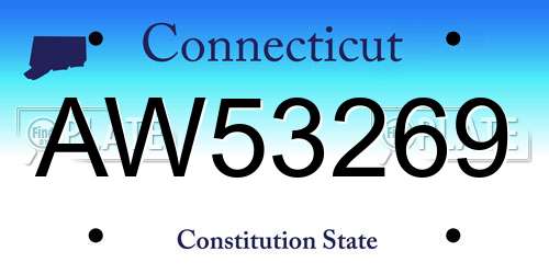 AW53269 Connecticut License Plate