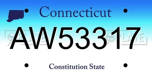 AW53317 Connecticut License Plate