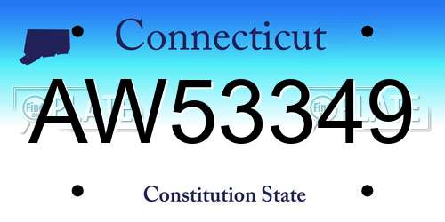 AW53349 Connecticut License Plate