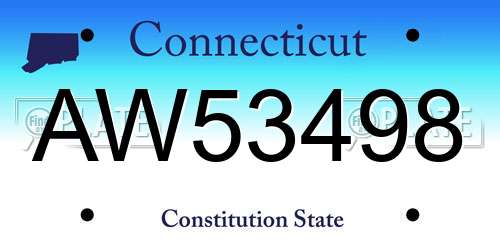 AW53498 Connecticut License Plate