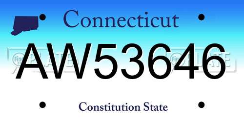 AW53646 Connecticut License Plate