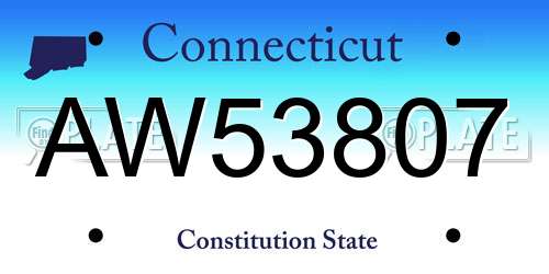 AW53807 Connecticut License Plate