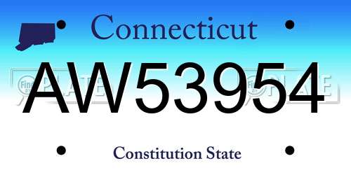 AW53954 Connecticut License Plate
