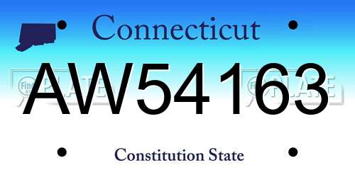 AW54163 Connecticut License Plate