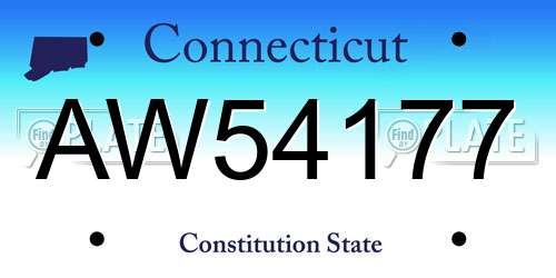 AW54177 Connecticut License Plate